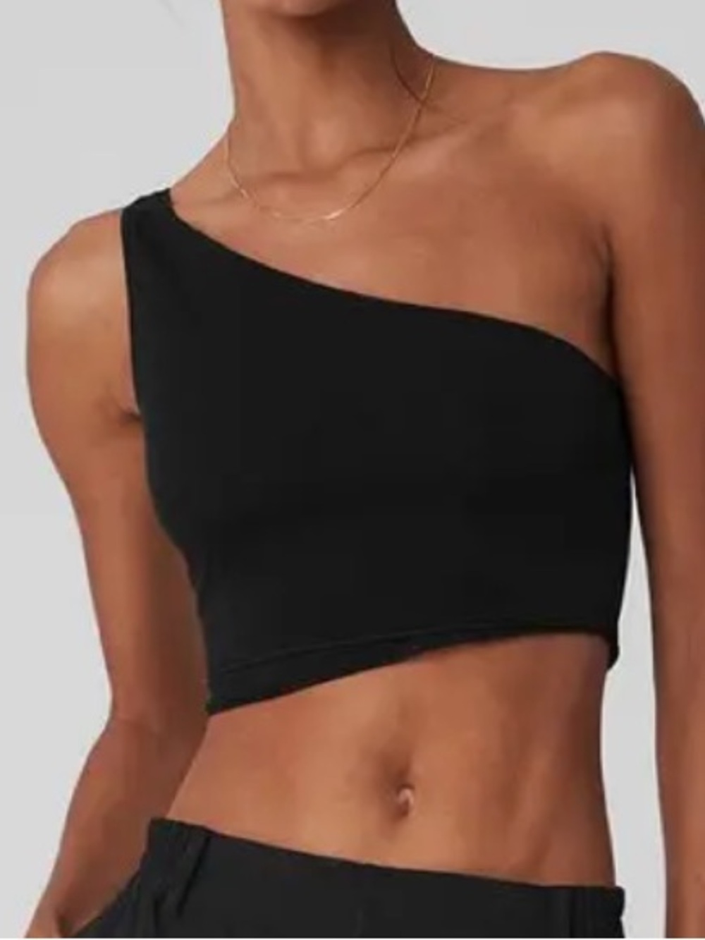 ALO Yoga One-Shoulder Black Crop Tank